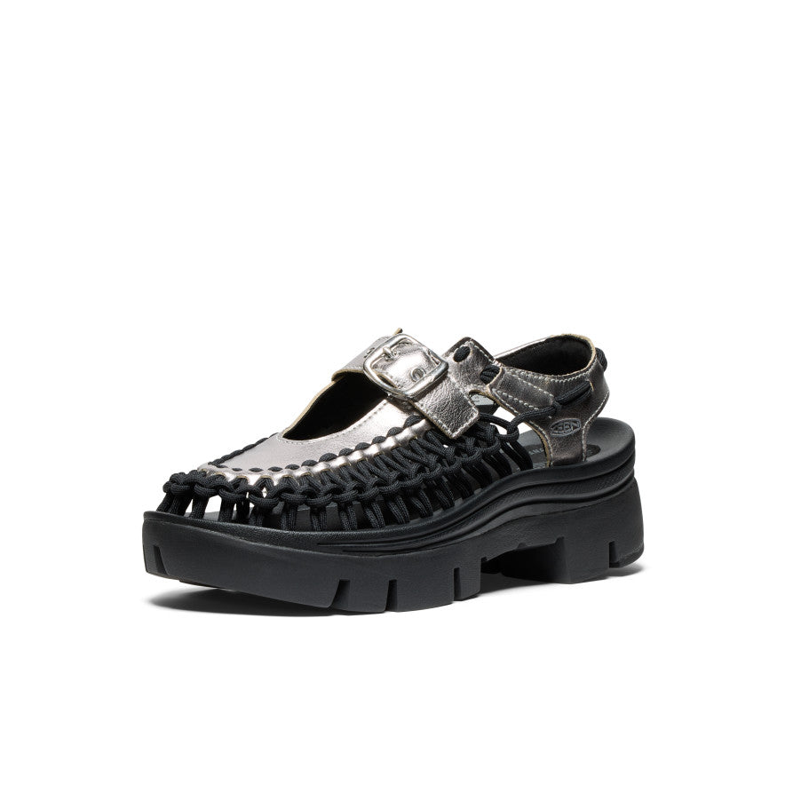 All Gender UNEEK PLT Mary Jane Sneaker | Silver/Black - Image 3